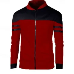 OUKU Men's Lightweight Jacket Summer Jacket Transition Jacket Casual Jacket Vacation Daily Wearproof Pocket Spring & Fall Color Block Fashion Classic Stand Collar Regular Black Wine Navy Blue Blue Jacket