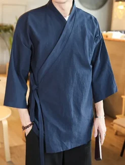 Sale OUKU Men's Lightweight Jacket Summer Jacket Cloak / Capes Kimono Jacket Outdoor Vacation Sunscreen Breathable Spring & Summer Plain Fashion Casual Collar Regular Black Wine Navy Blue Gray Jacket