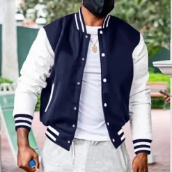 Discount OUKU Men's Lightweight Jacket Summer Jacket Transition Jacket Casual Jacket Vacation Daily Warm Pocket Fall & Winter Color Block Fashion Classic Stand Collar Regular Black Wine Red Navy Blue Royal Blue