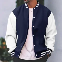 Discount OUKU Men's Lightweight Jacket Summer Jacket Transition Jacket Casual Jacket Vacation Daily Warm Pocket Fall & Winter Color Block Fashion Classic Stand Collar Regular Black Wine Red Navy Blue Royal Blue