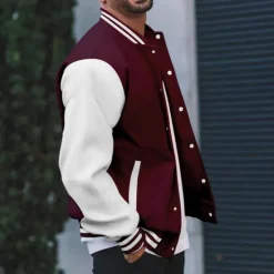 Discount OUKU Men's Lightweight Jacket Summer Jacket Transition Jacket Casual Jacket Vacation Daily Warm Pocket Fall & Winter Color Block Fashion Classic Stand Collar Regular Black Wine Red Navy Blue Royal Blue