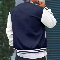 Discount OUKU Men's Lightweight Jacket Summer Jacket Transition Jacket Casual Jacket Vacation Daily Warm Pocket Fall & Winter Color Block Fashion Classic Stand Collar Regular Black Wine Red Navy Blue Royal Blue