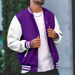 Discount OUKU Men's Lightweight Jacket Summer Jacket Transition Jacket Casual Jacket Vacation Daily Warm Pocket Fall & Winter Color Block Fashion Classic Stand Collar Regular Black Wine Red Navy Blue Royal Blue