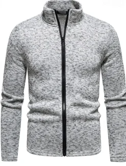 Outlet OUKU Men's Lightweight Jacket Summer Jacket Casual Jacket Vacation Daily Warm Pocket Fall & Winter Plain Fashion Classic Stand Collar Regular Black White Light Grey Dark Gray Jacket