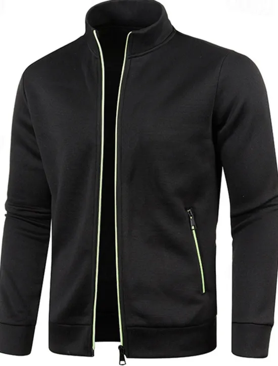 Discount OUKU Men's Lightweight Jacket Summer Jacket Transition Jacket Casual Jacket Vacation Daily Warm Pocket Fall & Winter Plain Fashion Classic Stand Collar Regular Black Wine Navy Blue Blue Orange Jacket