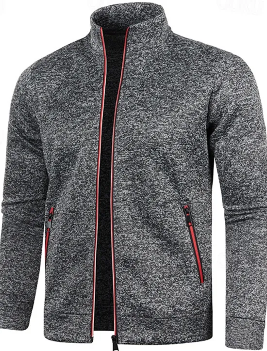 Discount OUKU Men's Lightweight Jacket Summer Jacket Transition Jacket Casual Jacket Vacation Daily Warm Pocket Fall & Winter Plain Fashion Classic Stand Collar Regular Black Wine Navy Blue Blue Orange Jacket