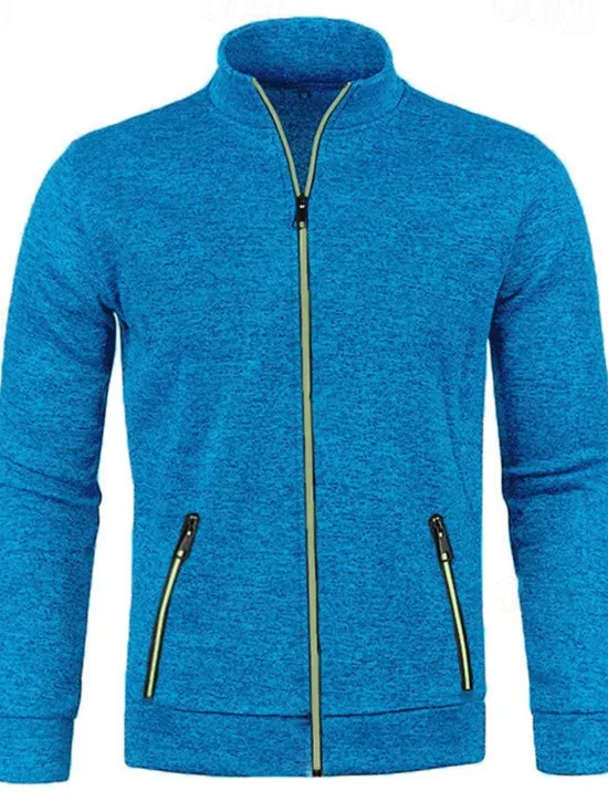Discount OUKU Men's Lightweight Jacket Summer Jacket Transition Jacket Casual Jacket Vacation Daily Warm Pocket Fall & Winter Plain Fashion Classic Stand Collar Regular Black Wine Navy Blue Blue Orange Jacket