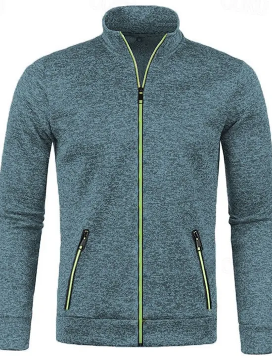 Discount OUKU Men's Lightweight Jacket Summer Jacket Transition Jacket Casual Jacket Vacation Daily Warm Pocket Fall & Winter Plain Fashion Classic Stand Collar Regular Black Wine Navy Blue Blue Orange Jacket