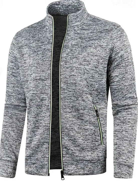 Discount OUKU Men's Lightweight Jacket Summer Jacket Transition Jacket Casual Jacket Vacation Daily Warm Pocket Fall & Winter Plain Fashion Classic Stand Collar Regular Black Wine Navy Blue Blue Orange Jacket
