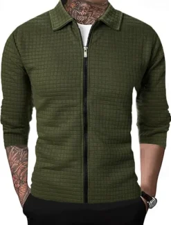 OUKU Men's Lightweight Jacket Summer Jacket Shirt Jacket Transition Jacket Vacation Daily Wearproof Pocket Spring Fall Plain Fashion Classic Lapel Regular Black White Wine Navy Blue Khaki Jacket