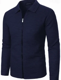 OUKU Men's Lightweight Jacket Summer Jacket Shirt Jacket Transition Jacket Vacation Daily Wearproof Pocket Spring Fall Plain Fashion Classic Lapel Regular Black White Wine Navy Blue Khaki Jacket