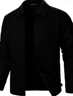 OUKU Men's Lightweight Jacket Summer Jacket Shirt Jacket Transition Jacket Vacation Daily Wearproof Pocket Spring Fall Plain Fashion Classic Lapel Regular Black White Wine Navy Blue Khaki Jacket