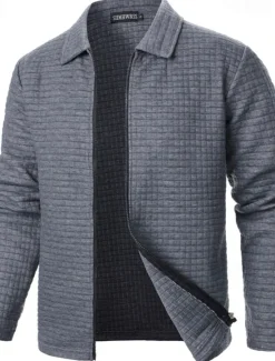OUKU Men's Lightweight Jacket Summer Jacket Shirt Jacket Transition Jacket Vacation Daily Wearproof Pocket Spring Fall Plain Fashion Classic Lapel Regular Black White Wine Navy Blue Khaki Jacket