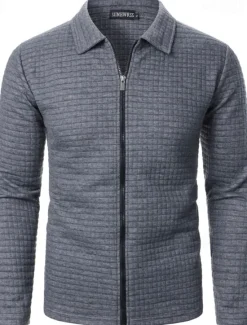 OUKU Men's Lightweight Jacket Summer Jacket Shirt Jacket Transition Jacket Vacation Daily Wearproof Pocket Spring Fall Plain Fashion Classic Lapel Regular Black White Wine Navy Blue Khaki Jacket