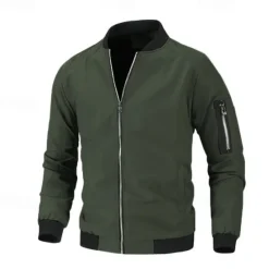 New OUKU Men's Lightweight Jacket Summer Jacket Bomber Jacket Windbreaker Vacation Leisure Sports Windproof Layered Slim Fit Fall Pure Color Classic & Timeless Minimalist Crewneck Regular Regular Fit Black