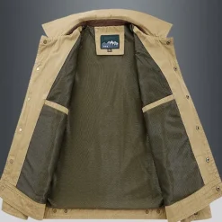 Hot OUKU Men's Lightweight Jacket Utility Jacket Cargo Jacket Outdoor Daily Wearproof Multiple Pockets Spring & Fall Star Fashion Classic Lapel Regular Khaki Army Green Dark Blue Jacket