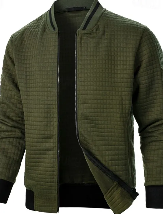 Clearance OUKU Men's Lightweight Jacket Waffle Jacket Summer Jacket Transition Jacket Vacation Daily Pocket Spring & Fall Plain Fashion Classic Standing Collar Regular Black White Wine Navy Blue Khaki Jacket