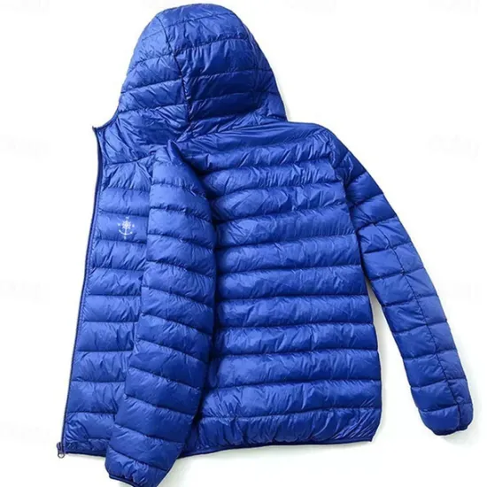 Online OUKU Men's Lightweight Puffer Jacket with Hood Water-Resistant Down Jacket Insulated Puffy Coat Nautical Compass Print Winter Jacket for Snow Ski Hiking Travel