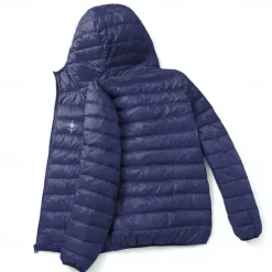 Online OUKU Men's Lightweight Puffer Jacket with Hood Water-Resistant Down Jacket Insulated Puffy Coat Nautical Compass Print Winter Jacket for Snow Ski Hiking Travel