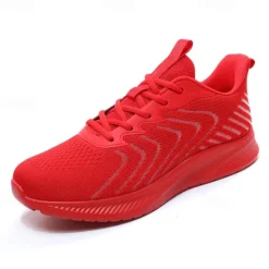 New OUKU Men's Lightweight Red Mesh Running Shoes - Breathable Athletic Sneakers for Sports and Casual Wear