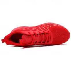 New OUKU Men's Lightweight Red Mesh Running Shoes - Breathable Athletic Sneakers for Sports and Casual Wear