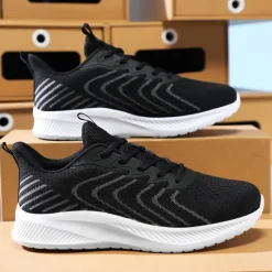 New OUKU Men's Lightweight Red Mesh Running Shoes - Breathable Athletic Sneakers for Sports and Casual Wear