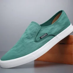Discount OUKU Men's Lightweight Slip-On Canvas Sneakers – Breathable Casual Shoes for Everyday Wear and Travel