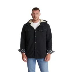 New OUKU Men's Lined Fleece Hooded Shirt Jacket Sherpa Padded jacket Coat Work Flannel Button Down Shirt Jacket Winter Outdoor Thermal Warm Windproof Lightweight Outerwear Parka Hunting Ski Snowboard Fishing