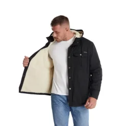 New OUKU Men's Lined Fleece Hooded Shirt Jacket Sherpa Padded jacket Coat Work Flannel Button Down Shirt Jacket Winter Outdoor Thermal Warm Windproof Lightweight Outerwear Parka Hunting Ski Snowboard Fishing