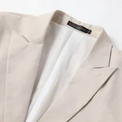 New OUKU Men's Linen Blazer Business Fashion Casual Spring & Fall Polyester Linen Plain Pocket Buttons Comfortable Single Breasted Blazer White Light Green khaki