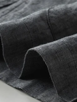 Hot OUKU Men's Linen Blazer Suits Wedding Anniversary Vacation Elegant Neutral Spring & Fall Cotton Linen Solid Color Buttons Comfy Single Breasted Two-button Blazer Dark Gray Navy Blue