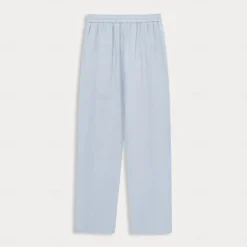 Clearance OUKU Men's Linen Pants 40% Linen Trousers Summer Pants Beach Pants Drawstring Elastic Waist Straight Leg Coconut Tree Breathable Full Length Vacation Beach Fashion Casual Blue Brown