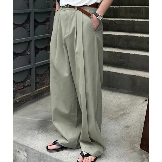 Online OUKU Men's Linen Pants Cotton Pants Trousers Summer Pants Pocket Straight Leg Plain Comfort Breathable Vacation Daily Holiday Hawaiian Boho Army Green Navy Blue