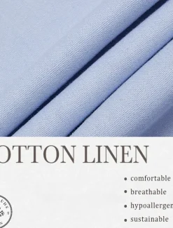 Hot OUKU Men's Linen Pants Dress Pants Trousers Summer Straight Leg Plain Comfort Breathable Casual Daily Standard Fit Sky Blue Beige