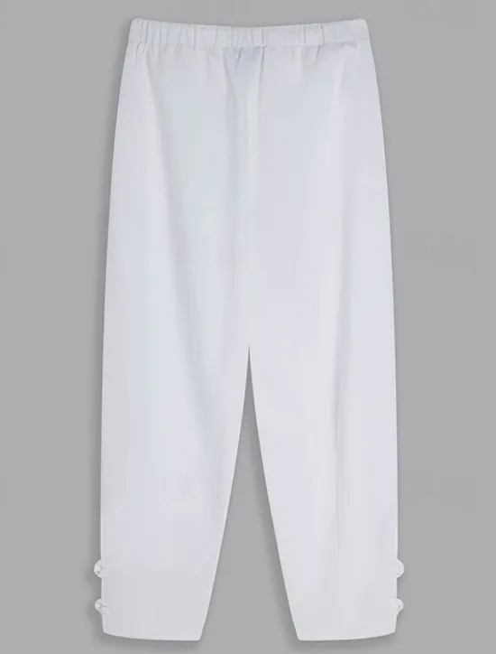 Discount OUKU Men's Linen Pants Summer Pants Cropped Pants Beach Pants Drawstring Elastic Waist Plain Comfort Breathable Calf-Length Casual Daily Holiday Fashion Classic Style Black White