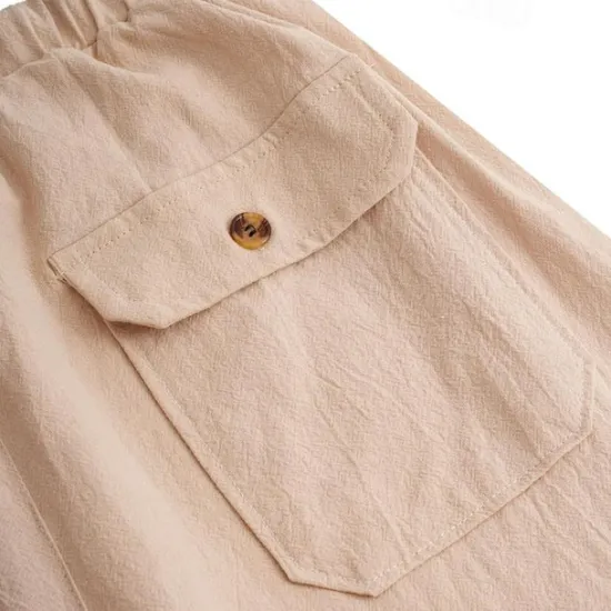 Clearance OUKU Men's Linen Pants Trousers Summer Pants Beach Pants Pocket Drawstring Elastic Waistband Plain Comfort Breathable Full Length Daily Streetwear Fashion Casual / Sporty Loose Fit Dark Khaki Black