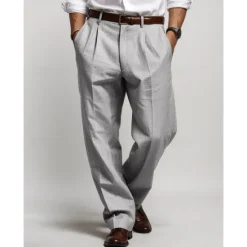 Clearance OUKU Men's Linen Pants Trousers Summer Pants Pleated Pants Front Pocket Straight Leg Plain Comfort Breathable Casual Daily Holiday Fashion Basic Black White