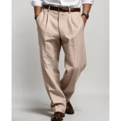 Clearance OUKU Men's Linen Pants Trousers Summer Pants Pleated Pants Front Pocket Straight Leg Plain Comfort Breathable Casual Daily Holiday Fashion Basic Black White