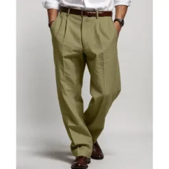 Clearance OUKU Men's Linen Pants Trousers Summer Pants Pleated Pants Front Pocket Straight Leg Plain Comfort Breathable Casual Daily Holiday Fashion Basic Black White