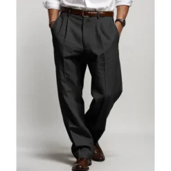 Clearance OUKU Men's Linen Pants Trousers Summer Pants Pleated Pants Front Pocket Straight Leg Plain Comfort Breathable Casual Daily Holiday Fashion Basic Black White