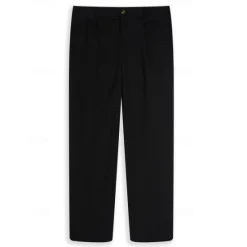 Clearance OUKU Men's Linen Pants Trousers Summer Pants Pleated Pants Front Pocket Straight Leg Plain Comfort Breathable Casual Daily Holiday Fashion Basic Black White