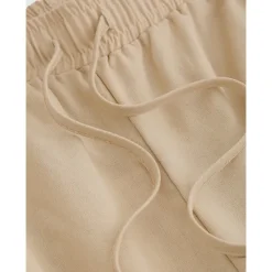 OUKU Men's Linen Pants Trousers Summer Pants Drawstring Elastic Waist Plain Comfort Breathable Full Length Daily Going out Beach Fashion Simple Navy Blue Sky Blue Micro-elastic