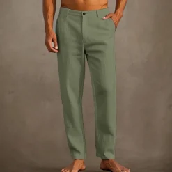 Hot OUKU Men's Linen Pants Trousers Summer Pants Beach Pants Pocket Plain Comfort Breathable Vacation Daily Holiday Hawaiian Boho Black White