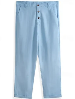 Hot OUKU Men's Linen Pants Trousers Summer Pants Beach Pants Front Pocket Straight Leg Plain Comfort Breathable Casual Daily Holiday Fashion Basic Black White