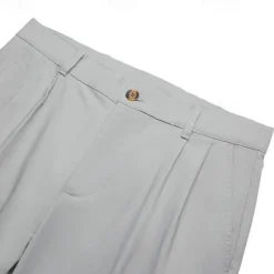 Sale OUKU Men's Linen Pants Trousers Summer Pants Pleated Pants Dress Slacks Front Pocket Straight Leg Plain Comfort Breathable Full Length Casual Daily Holiday Fashion Basic Black White