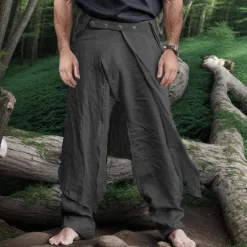 Sale OUKU Men's Linen Pants Trousers Summer Pants Beach Pants Pocket Straight Leg Plain Comfort Breathable Vacation Daily Holiday Hawaiian Boho Black Gray