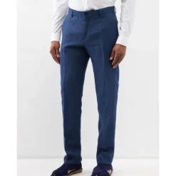 Sale OUKU Men's Linen Pants Trousers Summer Pants Beach Pants Straight Leg Plain Comfort Outdoor Casual Daily Streetwear Stylish White Navy Blue
