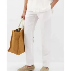 Sale OUKU Men's Linen Pants Trousers Summer Pants Beach Pants Straight Leg Plain Comfort Outdoor Casual Daily Streetwear Stylish White Navy Blue