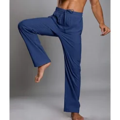 Hot OUKU Men's Linen Pants Trousers Summer Pants Beach Pants Pocket Drawstring Elastic Waist Plain Comfort Breathable Daily Holiday Vacation Hawaiian Boho Dark Brown ArmyGreen