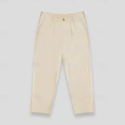 Hot OUKU Men's Linen Pants Trousers Summer Pants Front Pocket Straight Leg Plain Comfort Breathable Casual Daily Holiday Fashion Basic White Beige